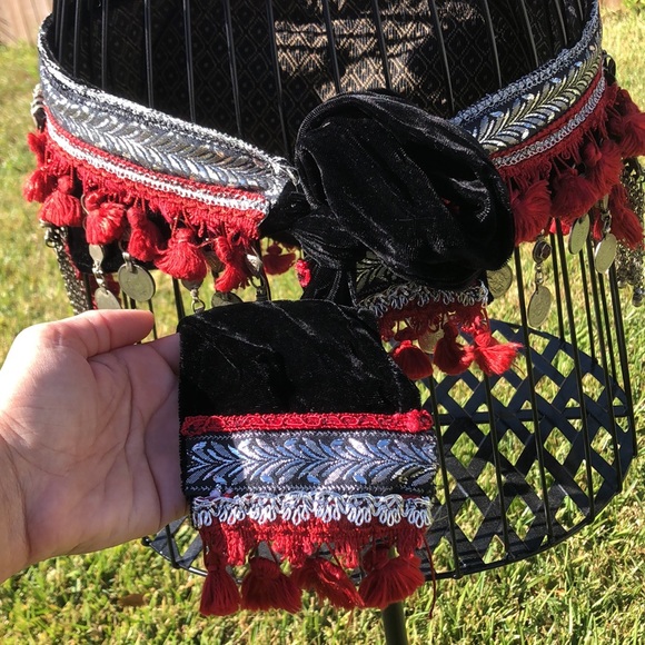 Velvet Belly Dance Vest Bra and Hip Scarf - Picture 5 of 15